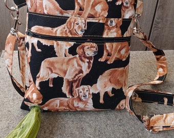 Dog Walking Bag With Dispensing Hole for Poo Bags Golden Retriever