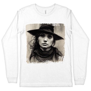 Long Sleeves Witches T Shirt, Charcoal Art Graphics Tee Shirts, Cool Casual Outerwear Shirts Trendy, Best Emo Printed Unique Shirts