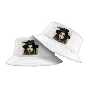 Witch Style Bucket Hat - Halloween Hat - Charcoal Print Bucket Hat