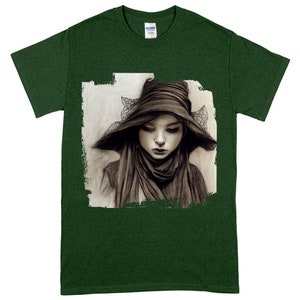 Resting Witch Face Shirt, Charcoal Monochrome Art Shirt, Witch Graphics Tees, Satanic Witchery Illuminati Shirt, Inexpensive Witchy Gift