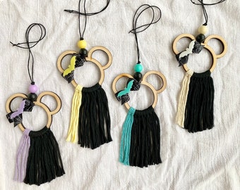 Pastel Bat Minnie Mouse Car Charm, Disney Rearview Mirror Hanger