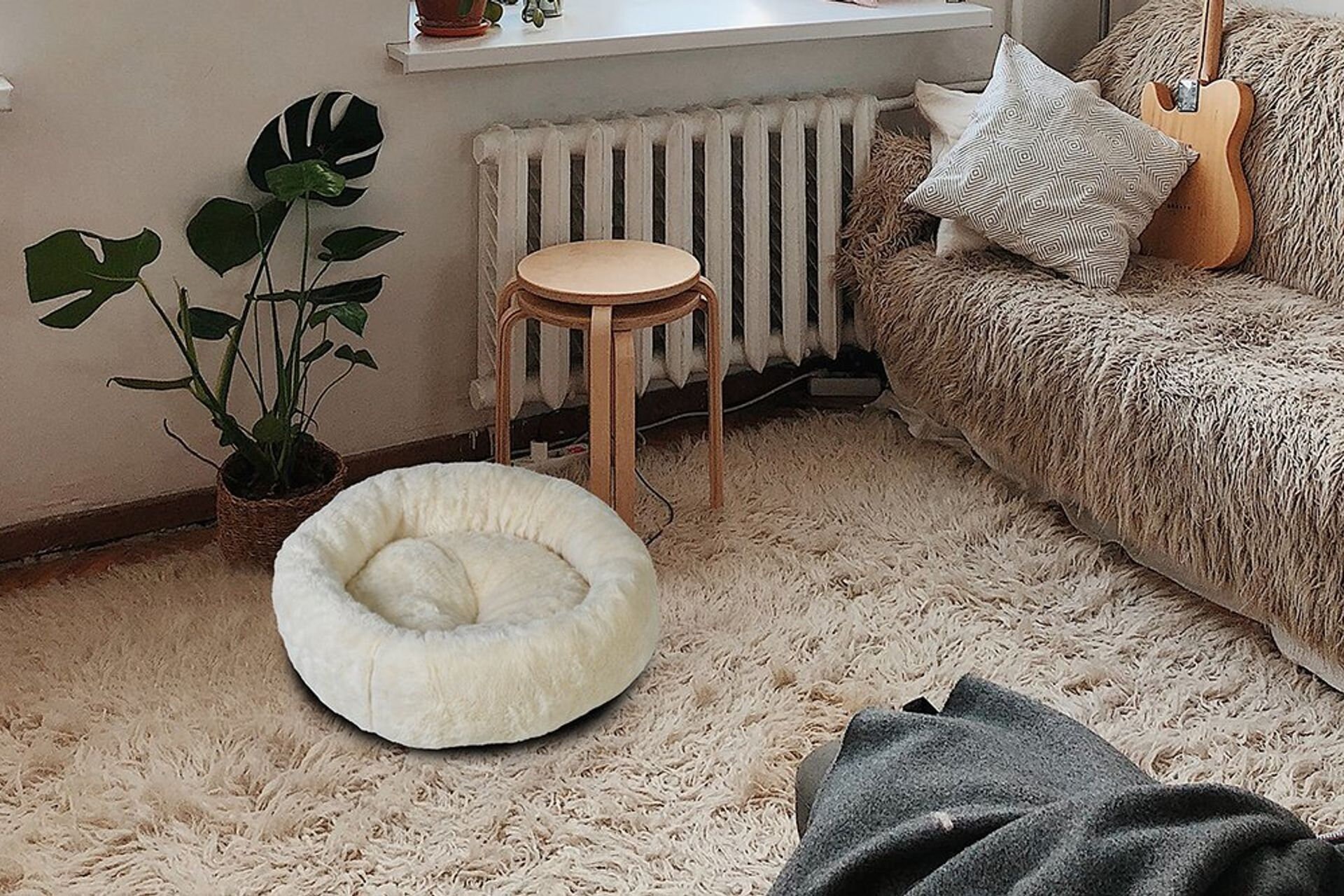 Plush cat bed Cat bed Cozy cat bed Peaceful cat bed Etsy