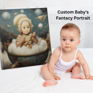 Personalisierte Baby Fantasy Art - Personalisierte Baby Kind Kid Fantasy Art für Digital & Leinwand Druck | Perfektes Geschenk für Babyparty, neues Baby