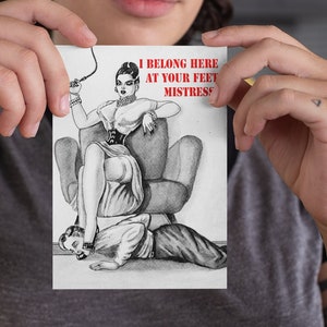 Tarjeta de amor de femdom, tarjeta para ama, mamá domina, dominatrix