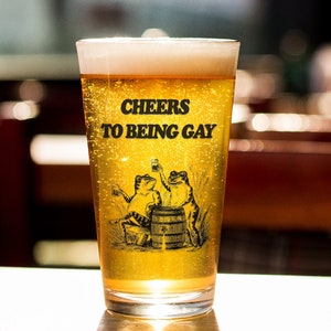 Gay Frog Pint Glass: Funny LGBTQ Pride Beer Gift