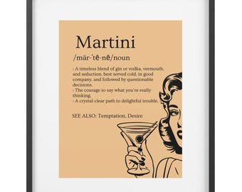 Feminine Martini Art Print: Woman on Couch - Home Bar Decor