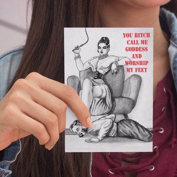 Femdom Card, Customizable BDSM Greeting Card for submissive OR Mistress Domme