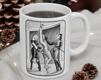 Femdom Coffee Mug, Vintage Art Suspension Mistress Slave Mug