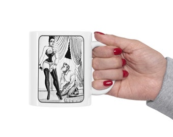 Femdom Gift, Funny Mug with Vintage Art, Sissy Maid Submissive Man Gift to MistressMommy Domme