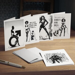 Femdom Grußkarten 5er-Pack für Herrin zum Geburtstag, Jahrestag, Valentinstag