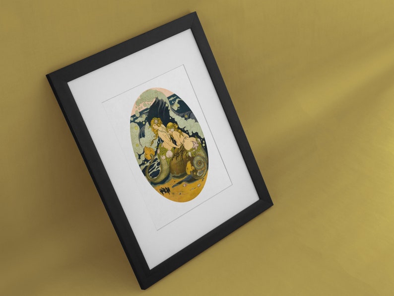 Lesbian Mermain Erotic poster art print
