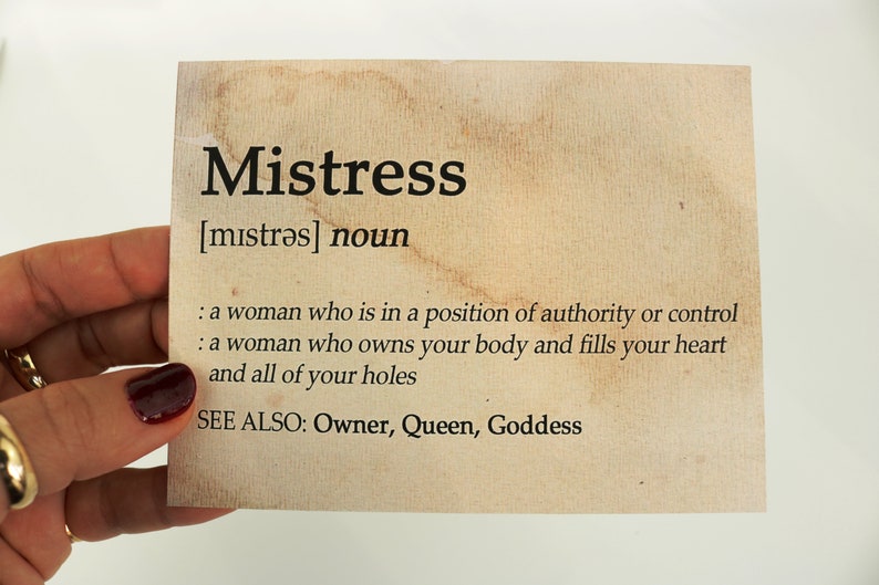 Mistress Slave Card Custom Message Card Femdom Dictionary Etsy Canada