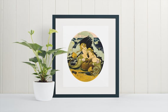 Sapphic Art, Lesbian Wall Decor, Gay Mermaids, LGBTQ Vintage