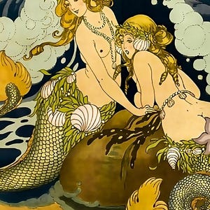 Lesbian Mermain Erotic poster art print