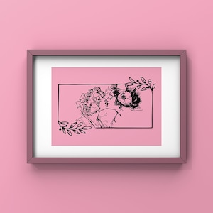 Downloadable Lesbian Art Print, Lesbian Vintage Art Digital Print