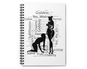 Femdom Notebook, Line Sprial, Submissive Journal, Mistress Rulebook