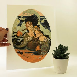 Lesbian Mermain Erotic poster art print