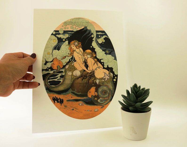 Lesbian Mermain Erotic poster art print