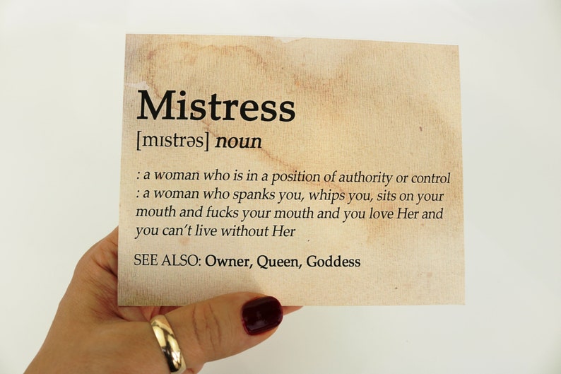 Mistress Slave Card Custom Message Card Femdom Dictionary Etsy Canada