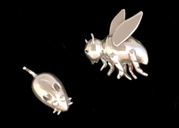 Sterling Bee and Mouse Pins - image 2