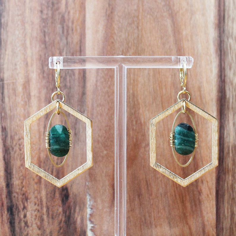 Green African Jade Stone Jewelry Earrings