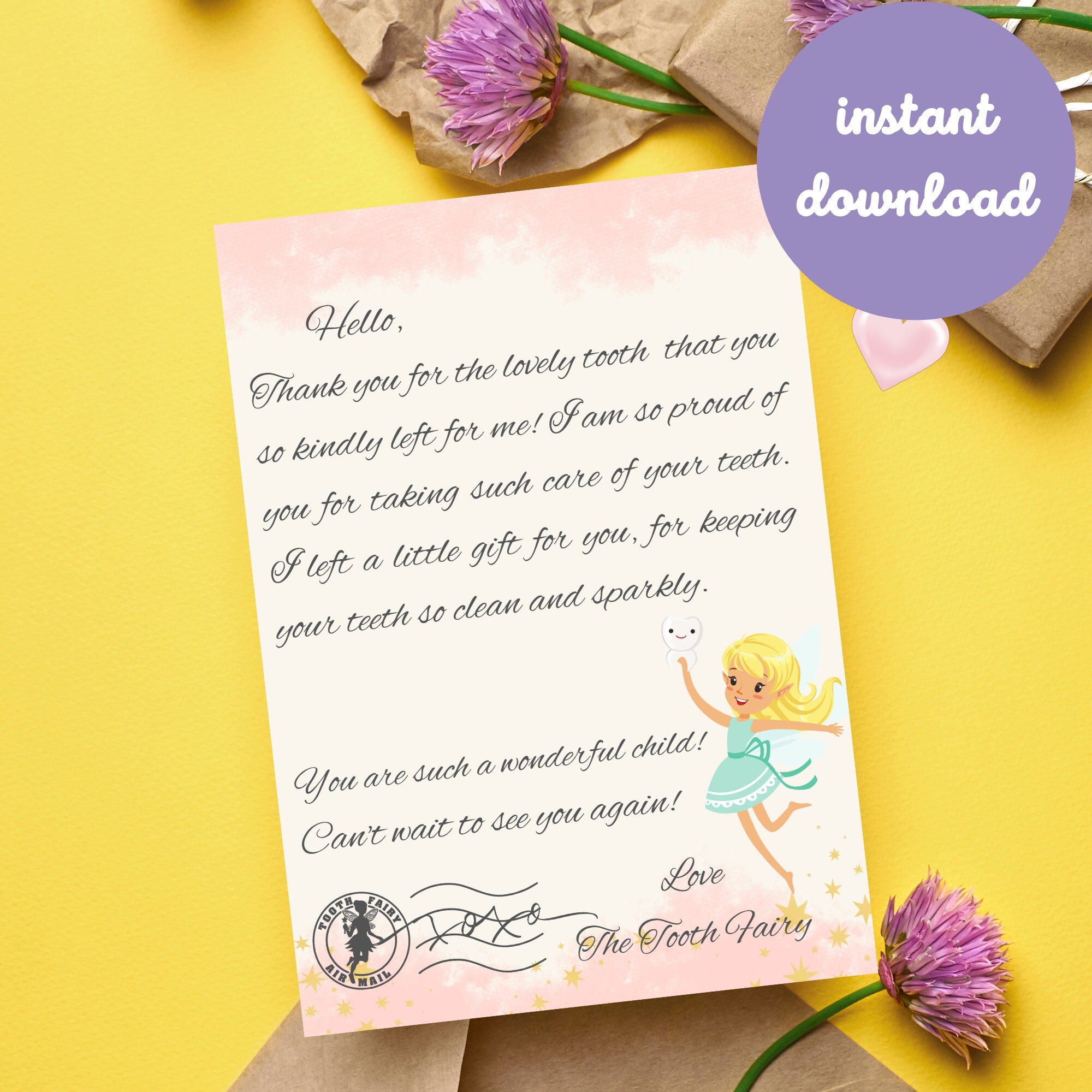 Tooth Fairy Letter Printable, Lost Tooth Certificate , Tooth Fairy ...