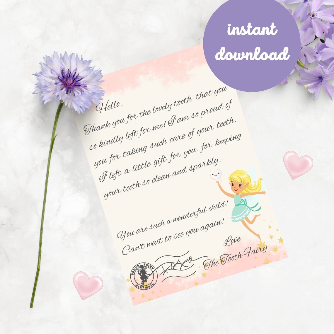 Tooth Fairy Letter Printable, Lost Tooth Certificate , Tooth Fairy ...