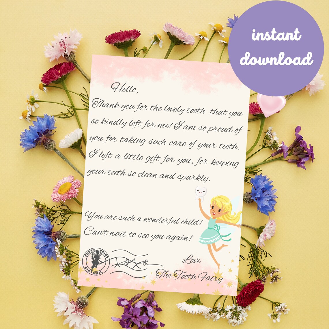 Tooth Fairy Letter Printable, Lost Tooth Certificate , Tooth Fairy ...