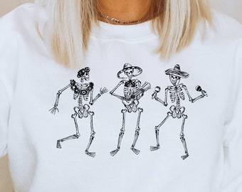 Dancing Skeleton Halloween Sweatshirt Dancing Skeletons Halloween Crewneck Skeleton Hoodie Fall Apparel Halloween Sweater Fall Clothes Women