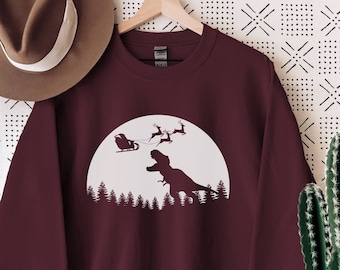 Dinosaur Christmas Sweatshirt, Dinosaur Sweater Men, Christmas Crewneck, Dinosaur Sweatshirt, Funny Christmas, Dinosaur Shirt, T-Rex, Unisex