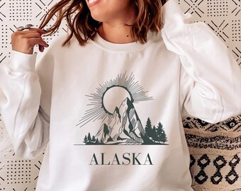 Alaska Sweatshirt Unisex Retro Mountain Alaska Sweatshirt - Etsy