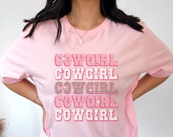 Cowgirl-skjorta, överdimensionerad t-shirt, westernskjorta för kvinnor, rosa cowgirl-kostym, trendig grafisk t-shirt, Y2K-skjorta, westernskjorta, westernkläder, cowboy