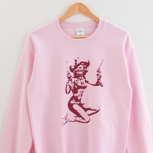 Camicia da cowgirl girocollo western Abbigliamento western vintage Felpa da cowgirl Abiti estetici Camicia western Donna Girocollo alla moda Cowgirl rosa immagine 3