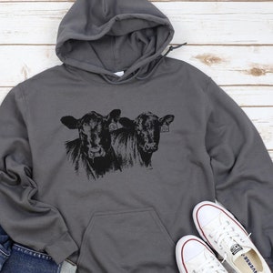 Cow Hoodie Vintage Western Wear Cow Sweatshirt Western Hoodie Cow Gifts for Women Animal Lover Gift Graphic Hoodie Western Crewneck