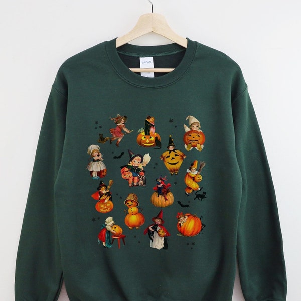 Halloween Sweatshirt Vintage, Pumpkin Sweatshirt, Halloween Sweater, Halloween Crewneck, Fall Clothes Women, Retro Halloween, Cat Shirt