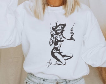Western Crewneck Cowgirl Shirt Vintage Western Wear Cowgirl Sweatshirt Aesthetic Clothes Western Shirt Women Trendy Crewneck Pink Cowgirl
