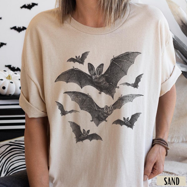 Vintage Halloween Bat Shirt, Goblincore Shirt, Bat Shirt, Dark Cottagecore, Witchy Shirt, Halloween Bats, Goth Tshirt, Grunge, Spooky Season