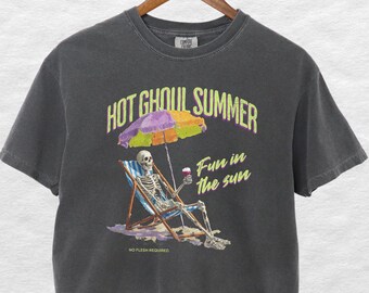 Hot Ghoul Summer Crop Top: Retro Halloween Comfort Colors Tee