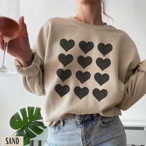 Heart Sweatshirt, Valentines Day Sweatshirt, Galentines Day, Valentines Day Gift, Valentines Outfit, Black Heart, Retro Valentine, Crewneck