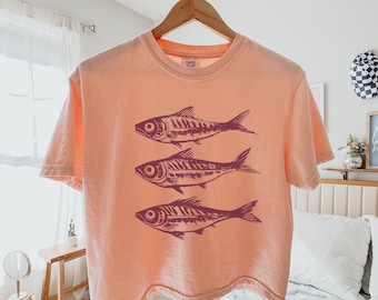 イワシのシャツ：沿岸航海風レトロクロップドTシャツ
