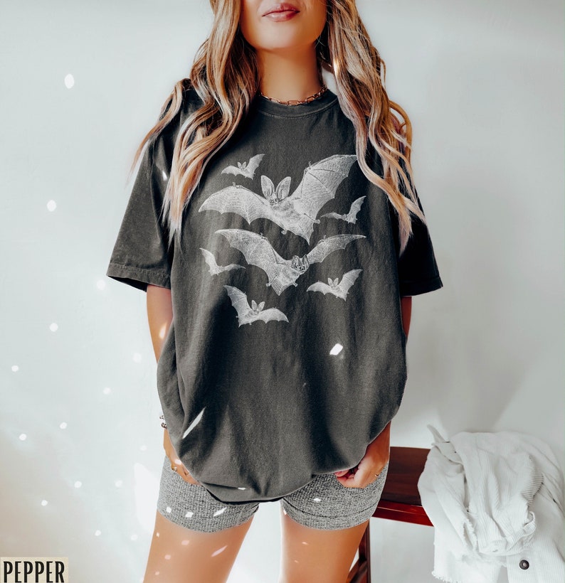 vintage bat comfort colors shirt, halloween shirt, bats flying