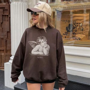 Light Academia-kleding, Valentijnsdagsweater, Cherub Angel-shirt, XOXO-sweater, Dark Academia, Alt-kleding, Valentijnssweater afbeelding 3