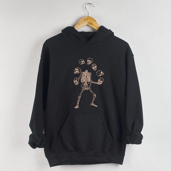 Skeleton Hoodie Dancing Skeleton Halloween Hoodie Fall Apparel Dancing Skeletons Goth Hoodie Halloween Clothes Fall Clothes Women