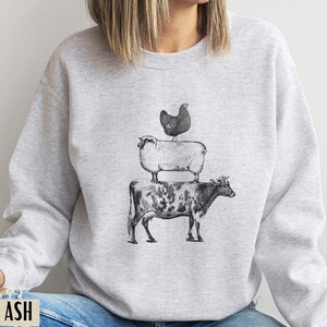 Kotröja, Kycklingtröja, Westerntröja, Lantligtröja, Fårtröja, Vegansktröja, Bondtröja, Staplade bondgårdsdjur bild 3