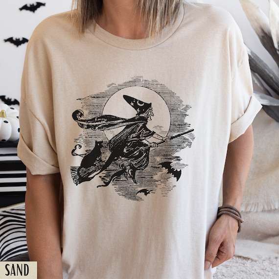 Vintage Halloween Shirt, Witchy Shirt, Black Cat Shirt, Vintage Halloween Faded Shirt, Bat Shirt, Retro Halloween, Witch Tshirt, Spooky Tee