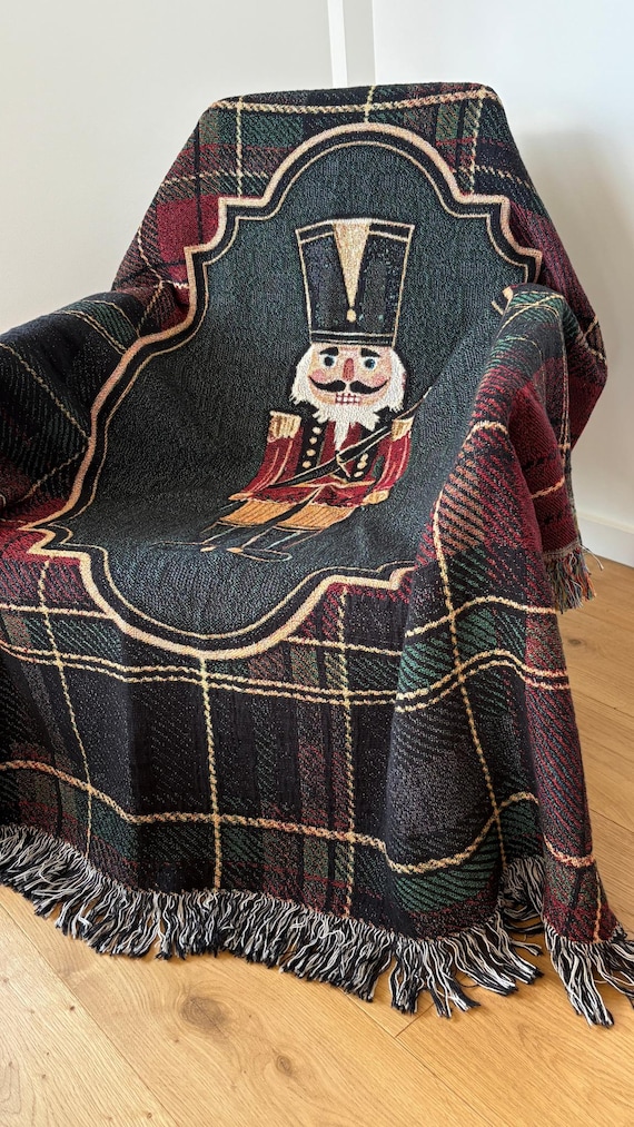 The Nutcracker Christmas Blanket Tartan Christmas Decor Personalized Holiday Custom Woven Blanket Plaid Christmas Throw for Family or Couple