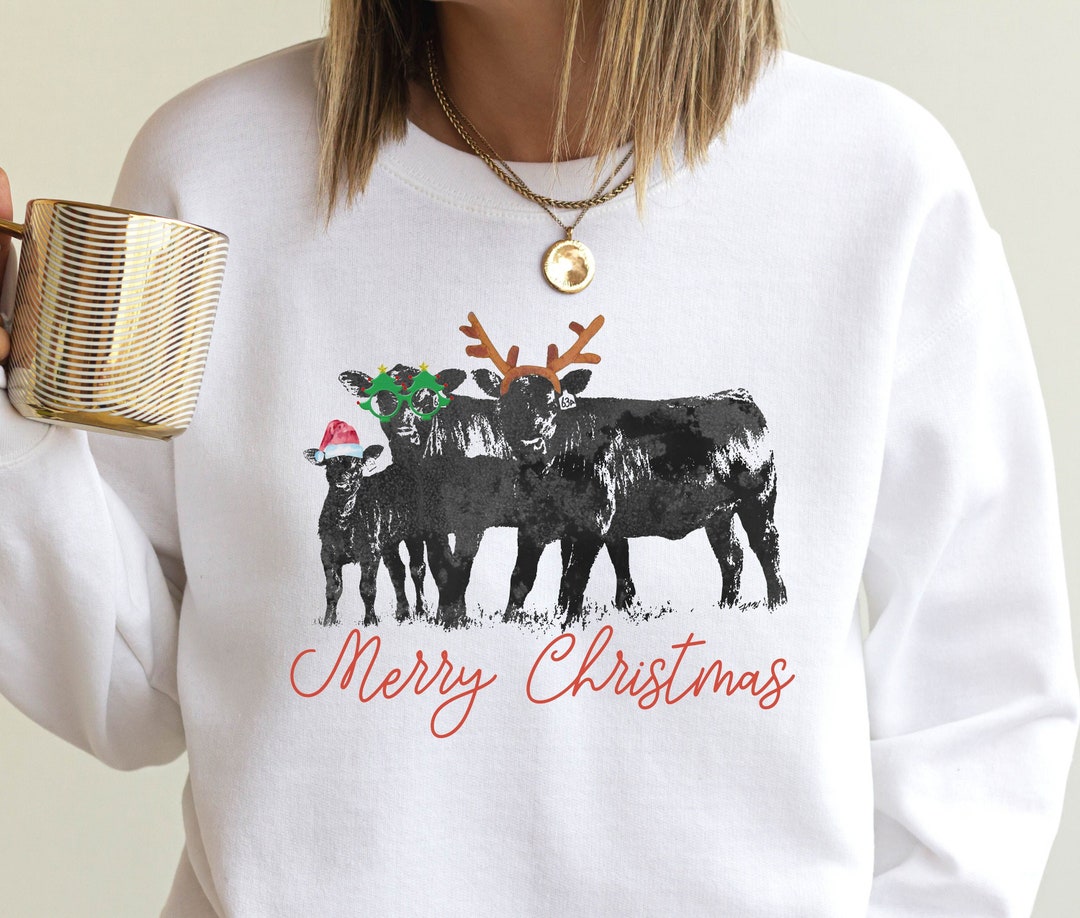 Christmas Cow Sweatshirt, Cow Christmas Sweater, Cow Christmas Shirt