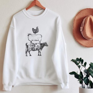 Kotröja, Kycklingtröja, Westerntröja, Lantligtröja, Fårtröja, Vegansktröja, Bondtröja, Staplade bondgårdsdjur bild 6