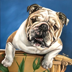 PAINT MY PET, Custom Oil Portrait, Commission Art, Personalized Hand Painted Stretched Canvas Dog Portrait, Puppy Gifts