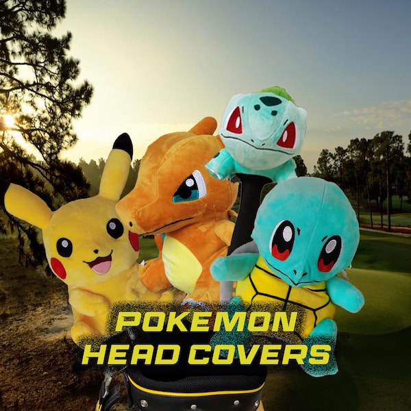 Pokemon Driver Fairway Wood Hybrid Head Cover | Golf Head Cover | Plush Golf Head Cover | Golf Gift | Charizard Squirtle Bulbasaur Pikatchu